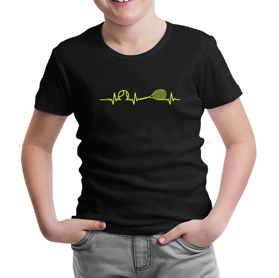 Tenis - Heartbeat Siyah Çocuk Tshirt