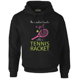 Tennis - Girl's Pink Racket Black Boy's Zipperless Hoodie