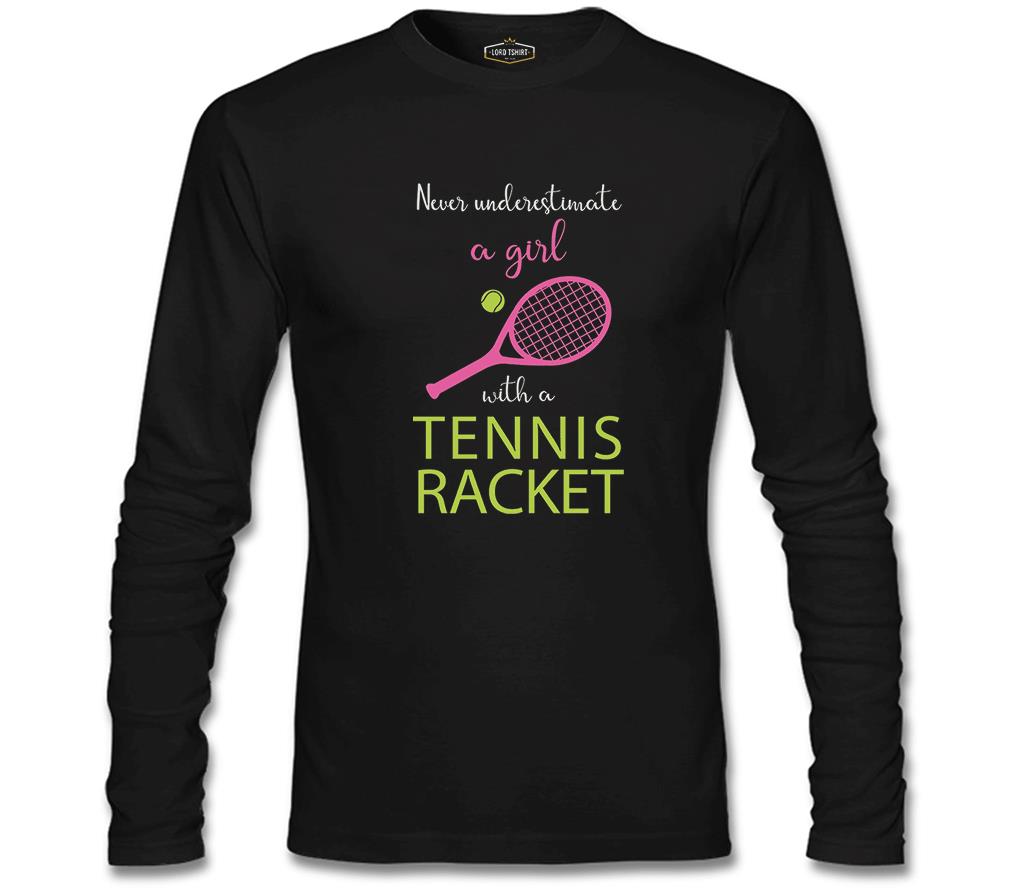 Tennis - Girl's Pink Racquet Black Men's Sweatshirt