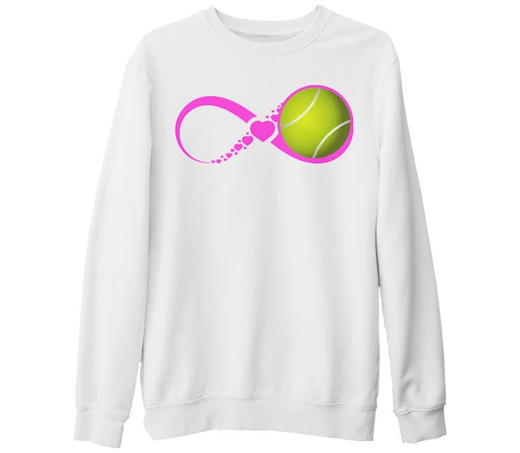 Tenis - Love Beyaz Kalın Sweatshirt