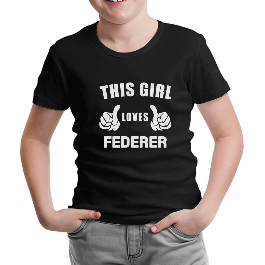 Tennis - Love Federer Black Kids Tshirt