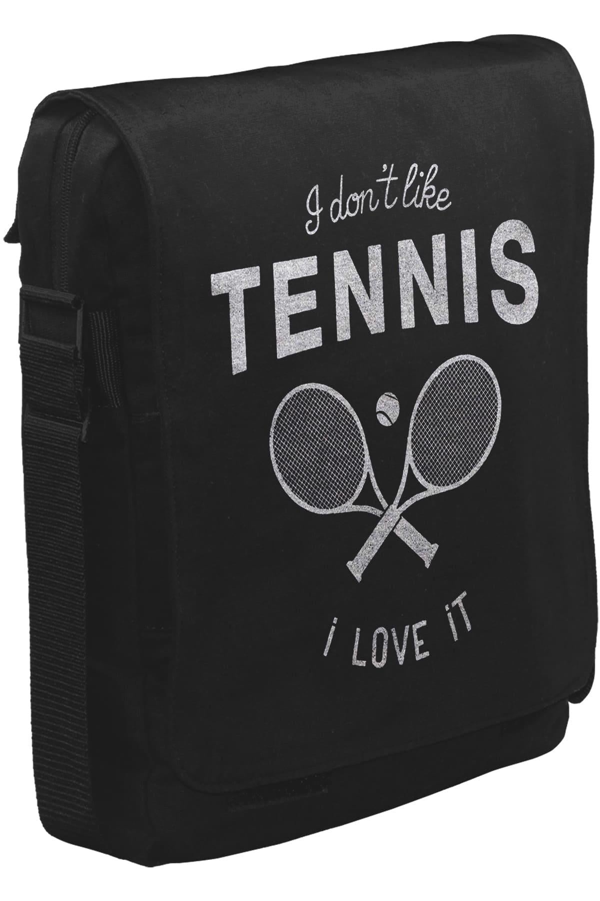 Tenis - Love It Unisex Siyah Postacı Çanta