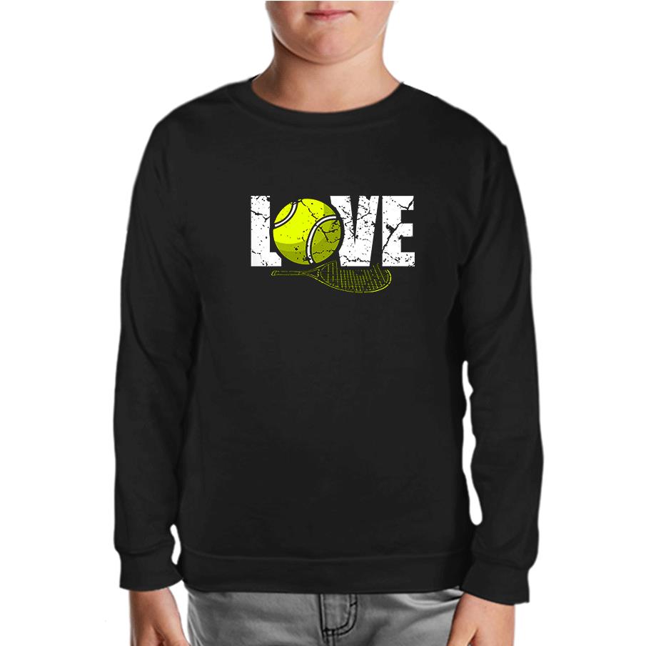 Tennis - Love Racquet and Ball Black Kids Sweatshirt