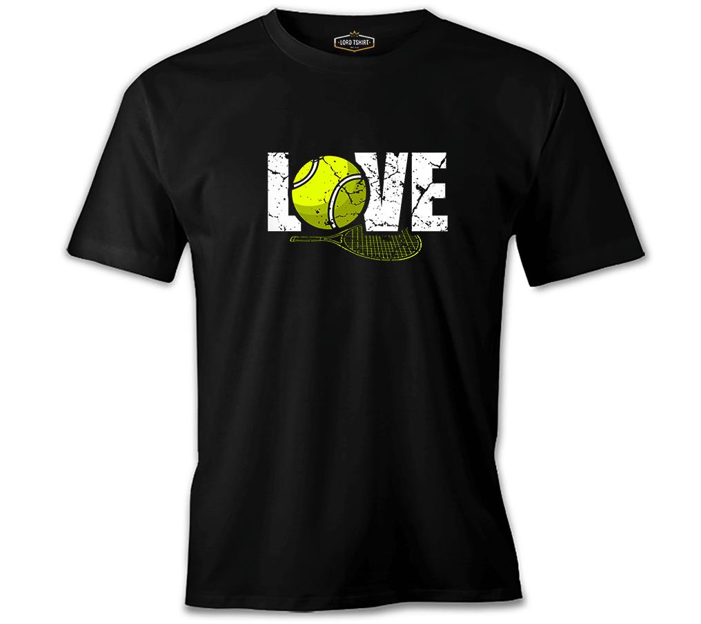 Tennis - Love Racquet and Ball Black Men's Tshirt