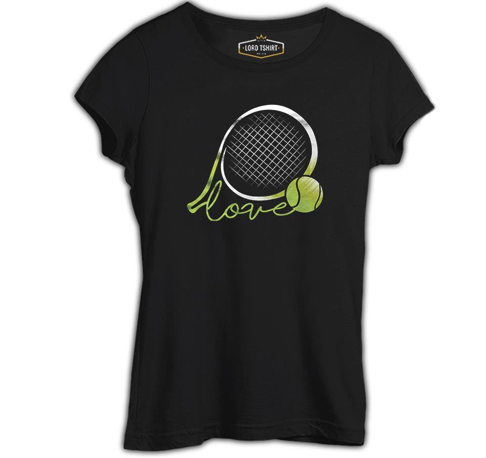 Tennis - Love the Ball Black Women's Tshirt