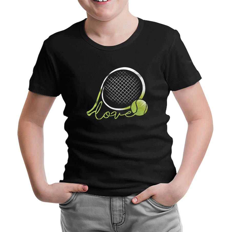Tennis - Love the Ball Black Kids Tshirt