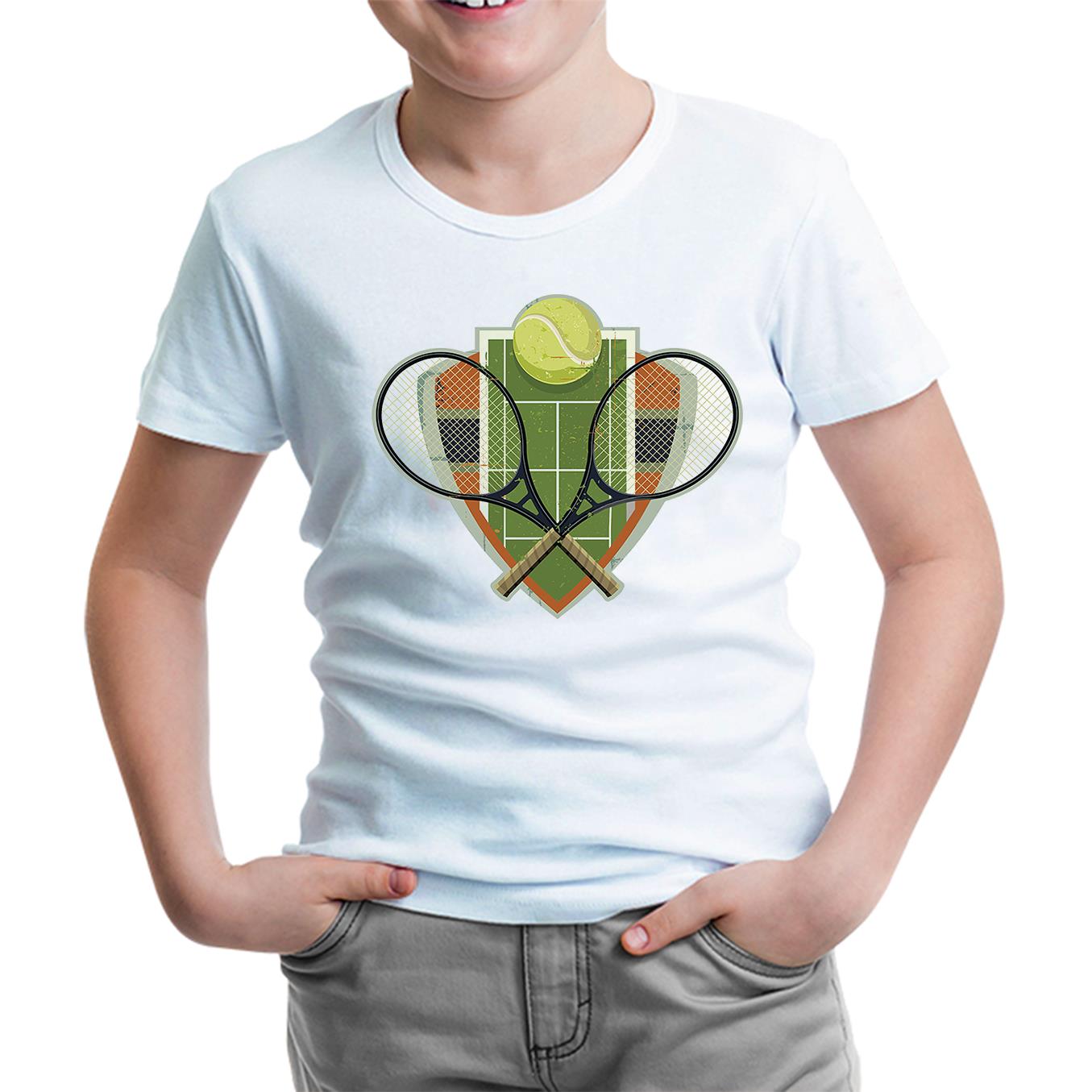 Tennis - Racket 2 White Kids Tshirt