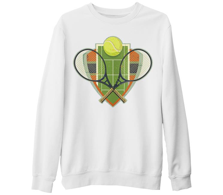 Tenis - Raket 2 Beyaz Kalın Sweatshirt