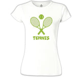 Tenis - Raket Beyaz Kadın Tshirt