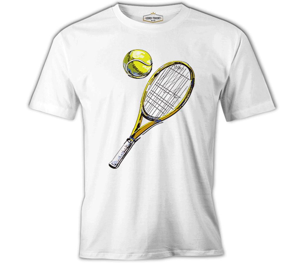 Tennis - Racquet and Ball White Men's Tshirt