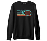 Tenis - Raket Yatay Siyah Erkek Kalın Sweatshirt