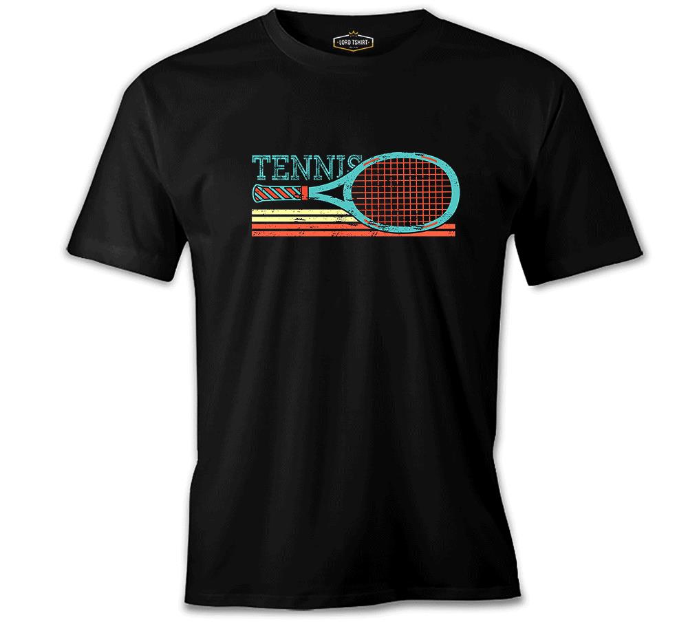 Tennis - Racket Horizontal Black Men's Tshirt