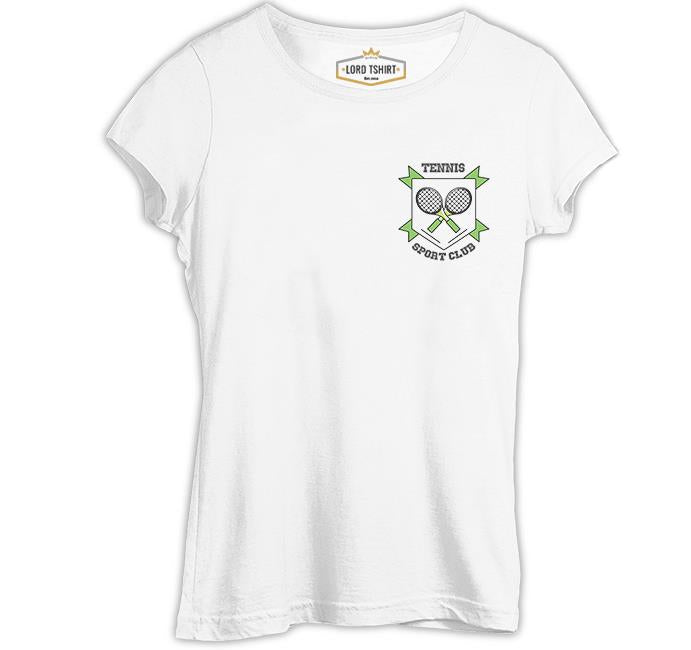 Tenis - Sports Club Logo Beyaz Kadın Tshirt