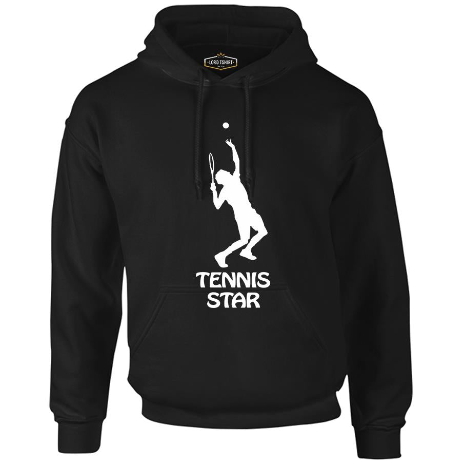 Tennis Star Black Men's Zipperless Hoodie