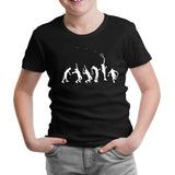 Tennis Moves Silhouettes Black Kids Tshirt