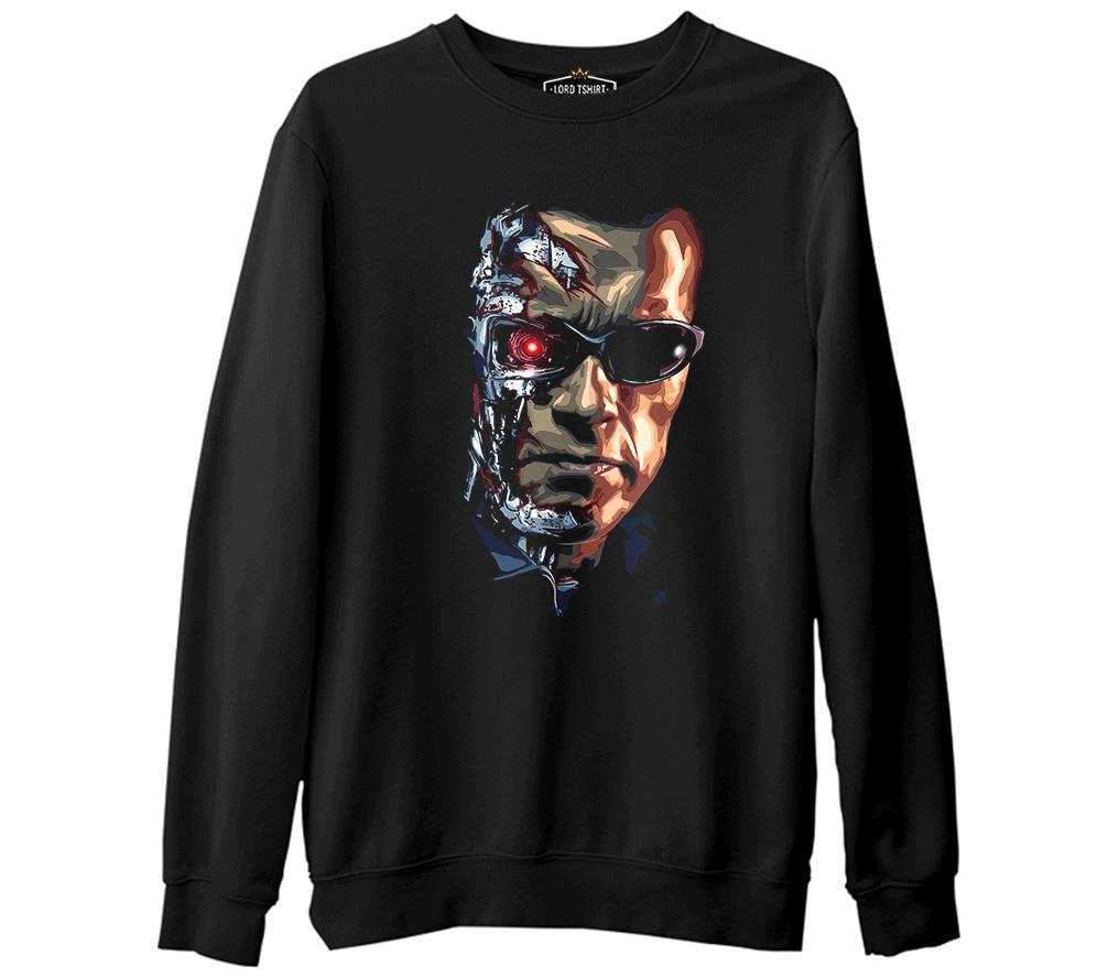 Terminatör  Siyah Erkek Kalın Sweatshirt