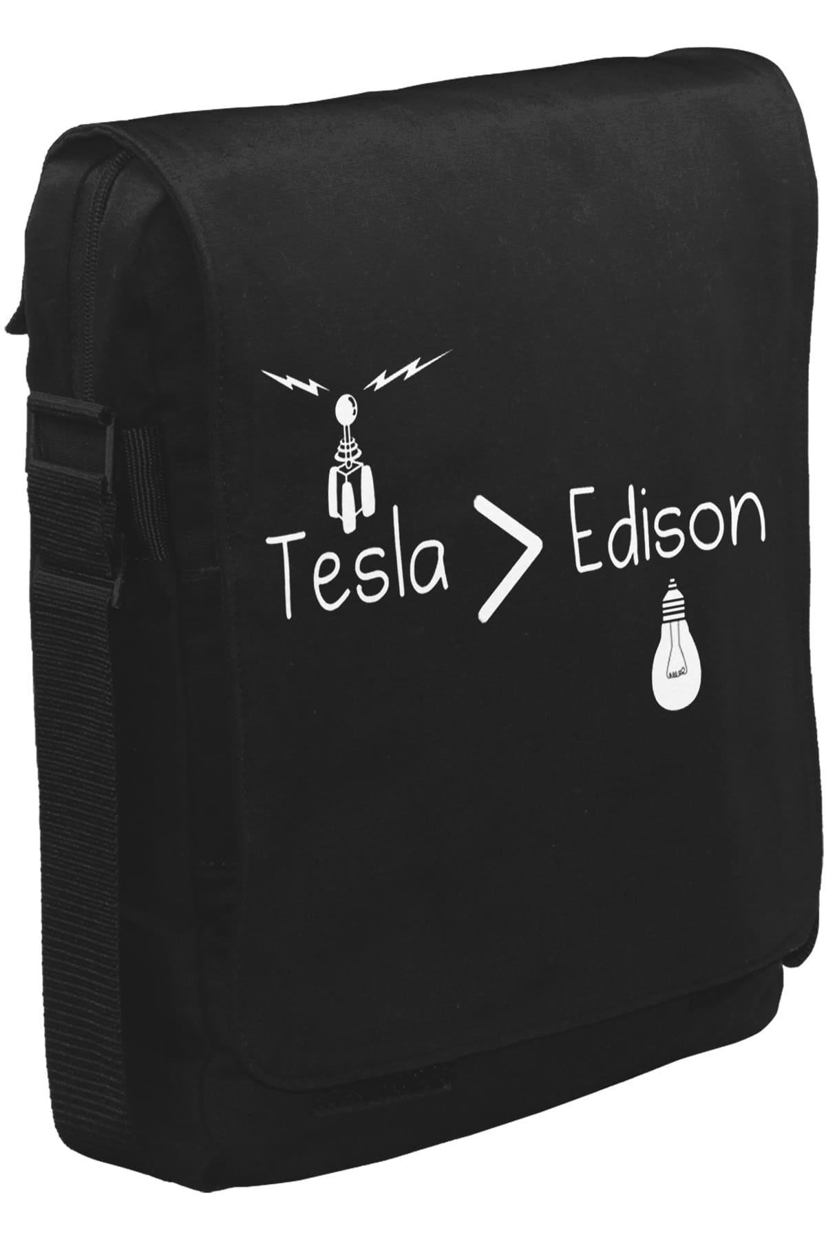 Tesla > Edison Unisex Siyah Postacı Çanta
