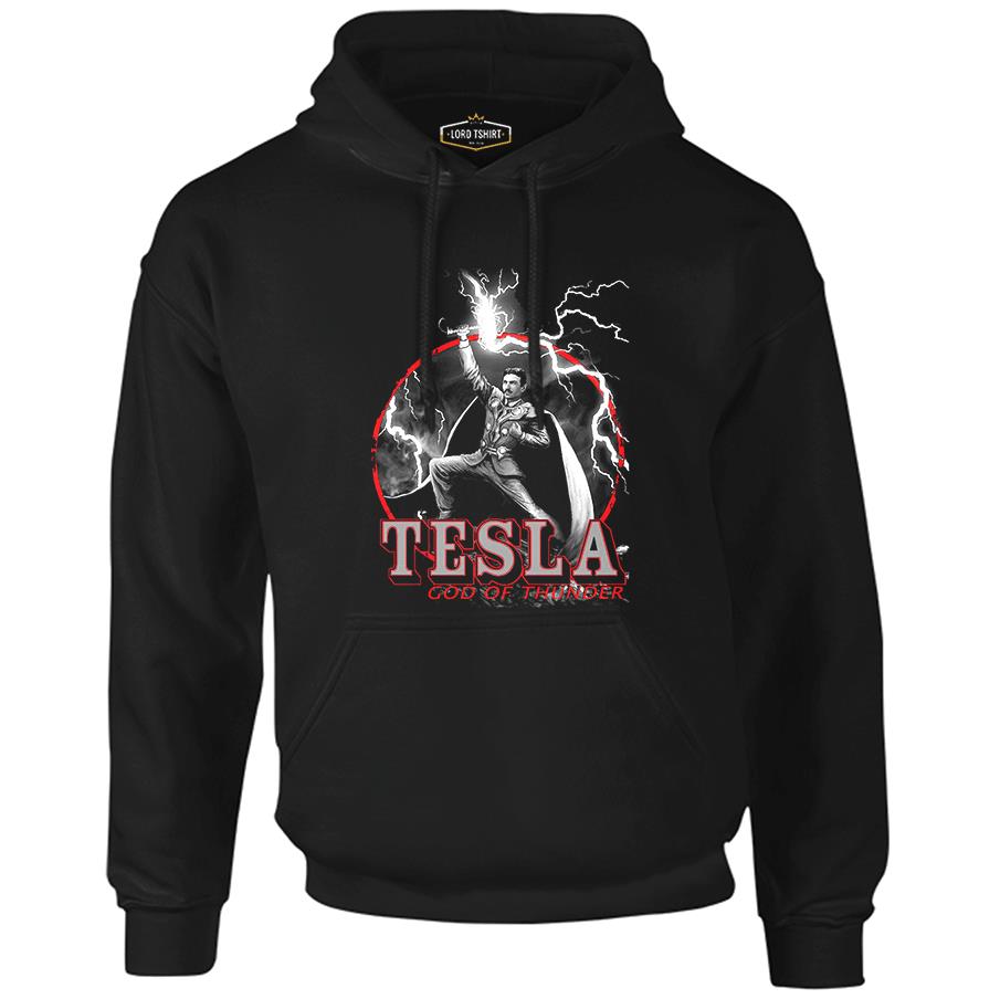 Tesla - God of Thunder Black Men's Zipperless Hoodie