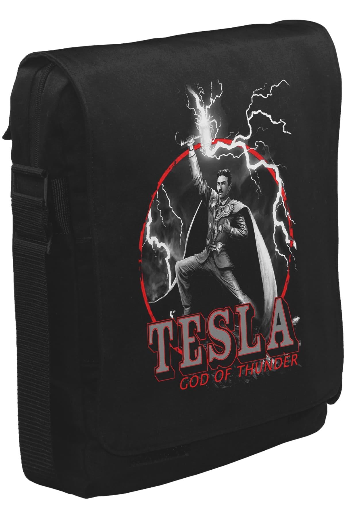 Tesla - God of Thunder Unisex Siyah Postacı Çanta