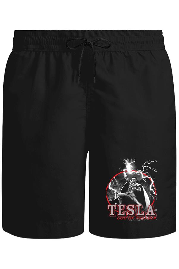 Tesla - God of Thunder Unisex Siyah Şort