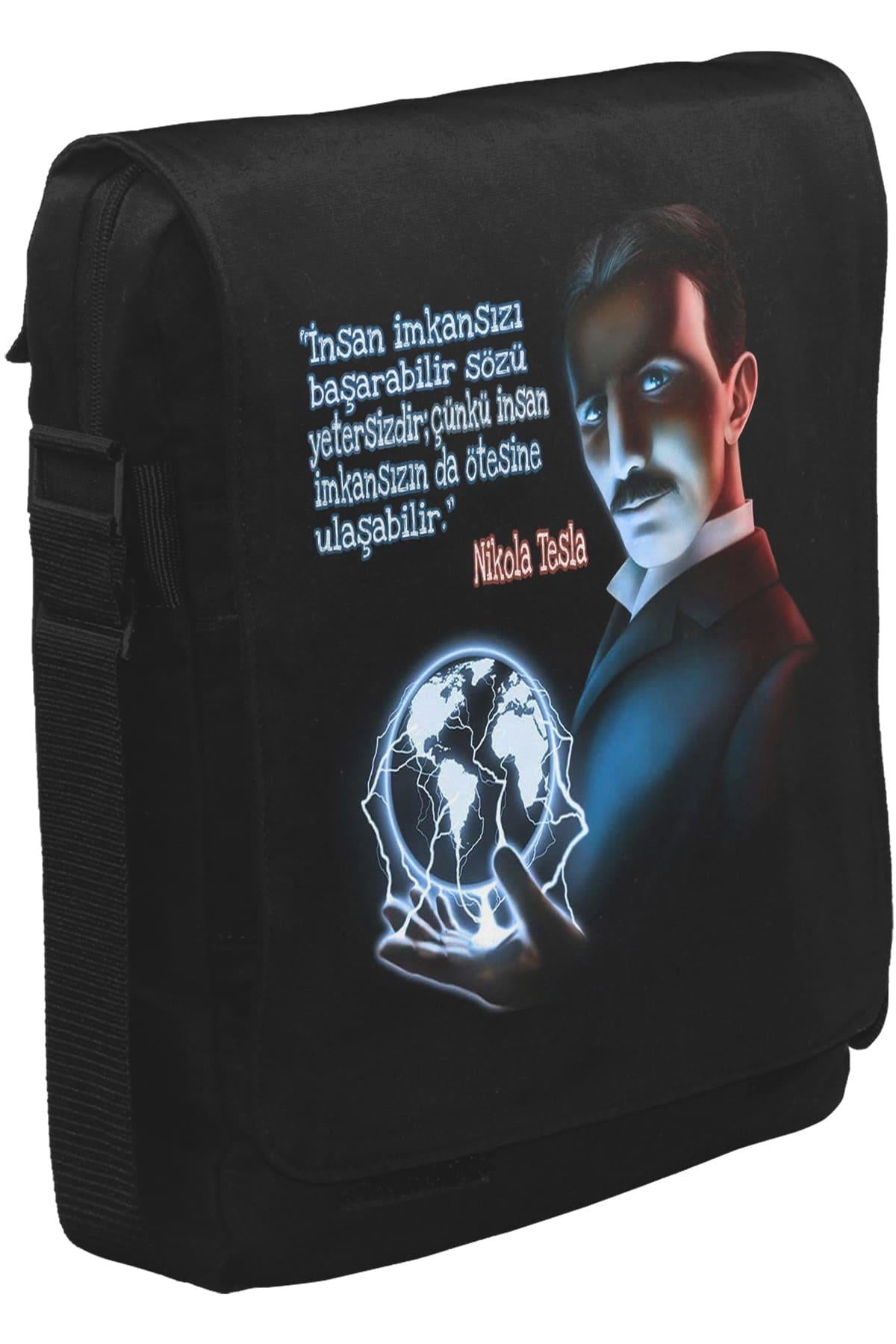 Tesla - Impossible Unisex Siyah Postacı Çanta