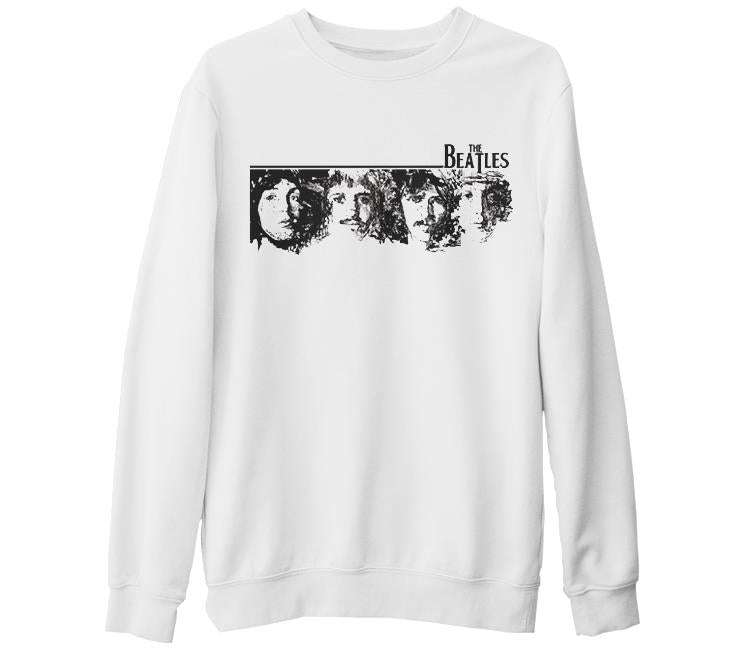 The Beatles 4 Beyaz Kalın Sweatshirt