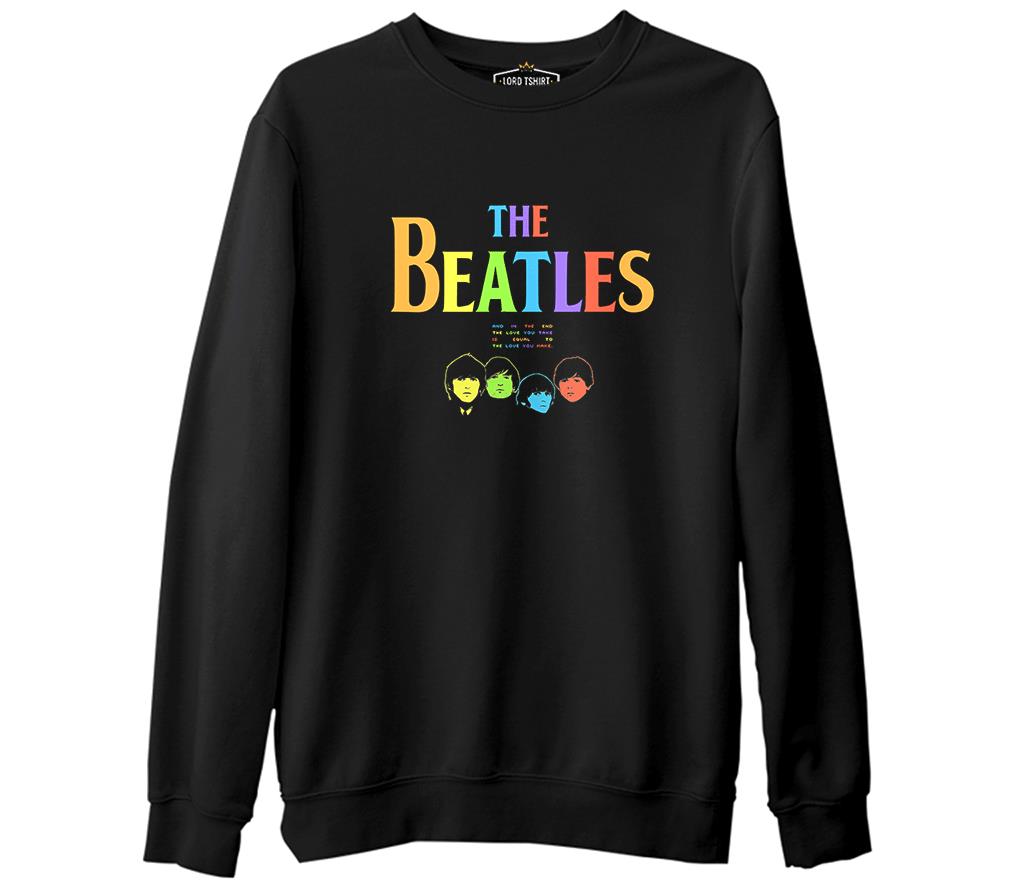 The Beatles  Siyah Erkek Kalın Sweatshirt