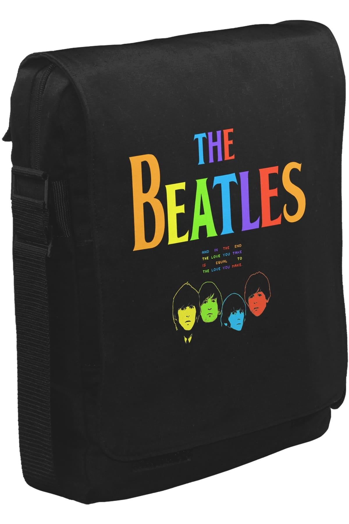 The Beatles Unisex Siyah Postacı Çanta