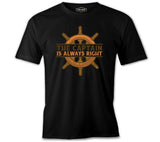 The Captain and Ship Helm Siyah Erkek Tshirt