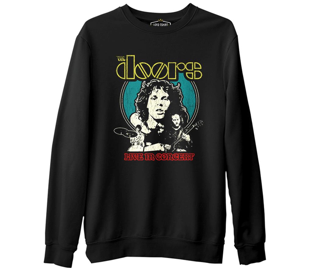 The Doors  Siyah Erkek Kalın Sweatshirt