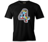 The Number Four with Roads and Trucks Inside for Kids Black Men's Tshirt
