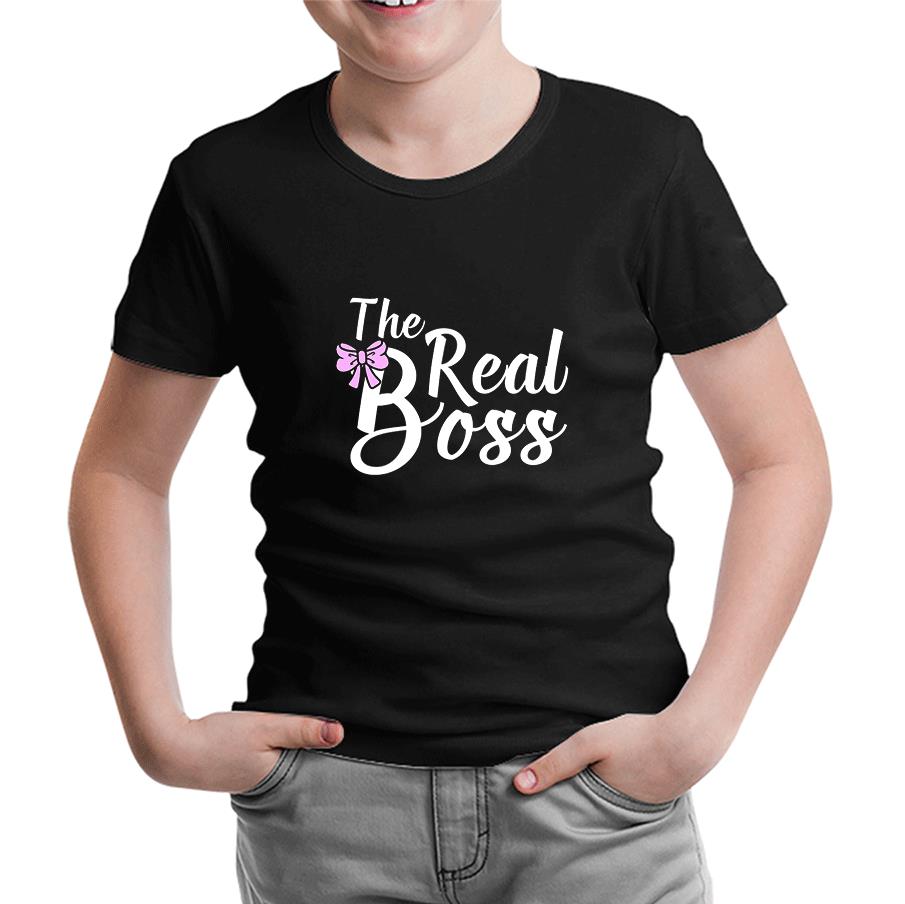 The Real Boss Siyah Çocuk Tshirt