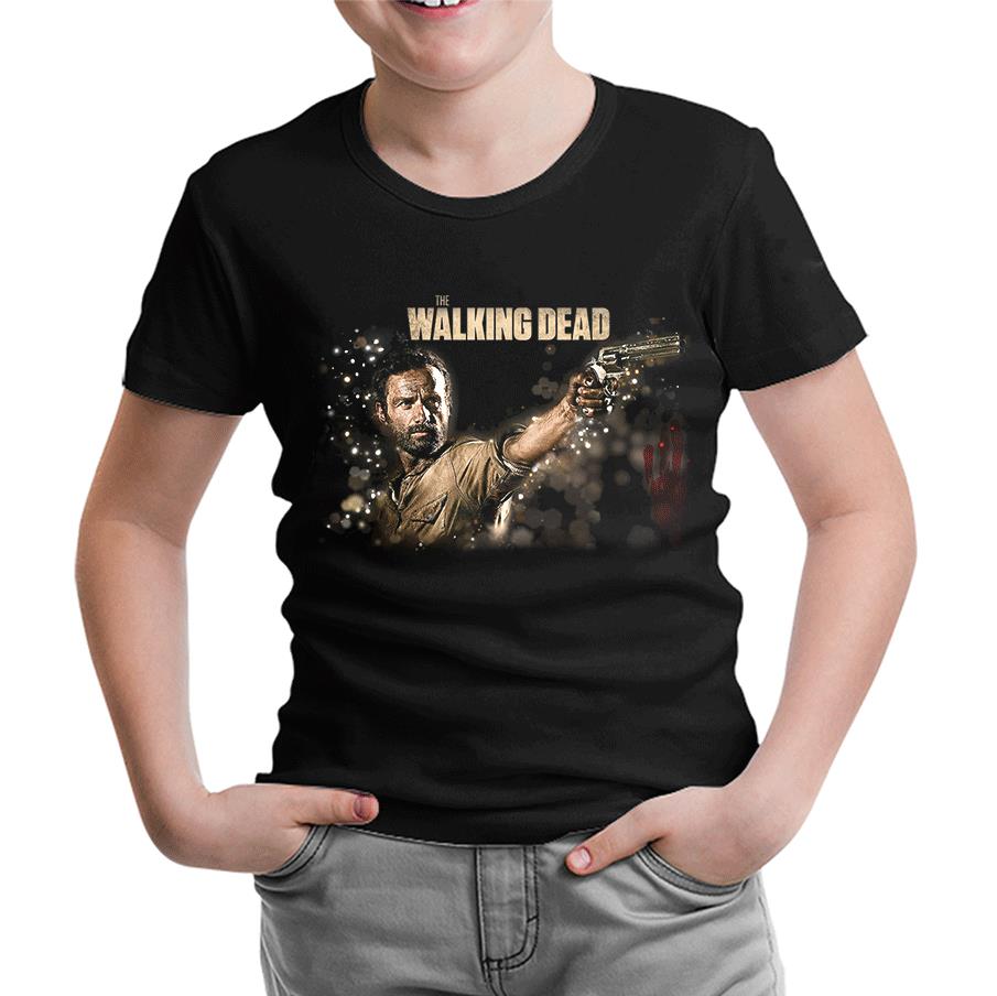 The Walking Dead - Rick 2 Black Kids Tshirt