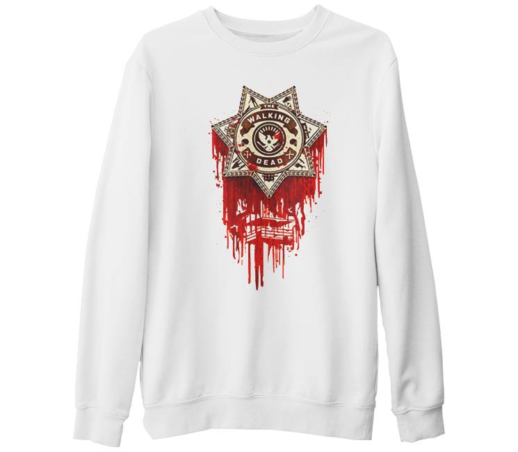 The Walking Dead - Sheriff Beyaz Kalın Sweatshirt