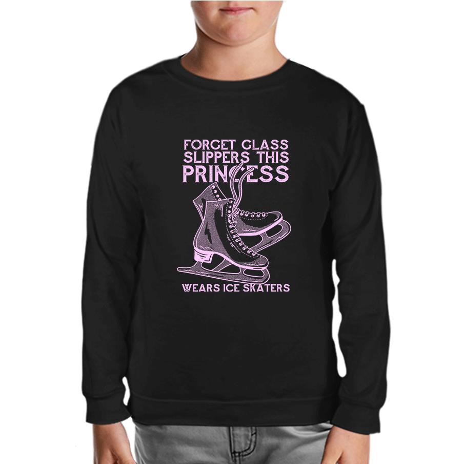 This Princess Wears Ice Skaters Black Kids Sweatshirt