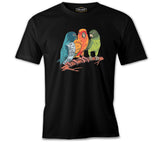 Three Colorful Birds Talking Black Men's Tshirt
