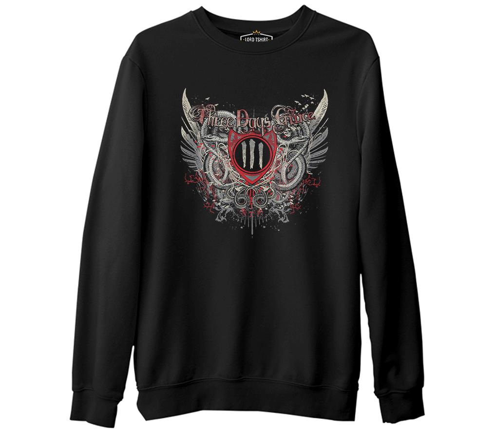 Three Days Grace  Siyah Erkek Kalın Sweatshirt