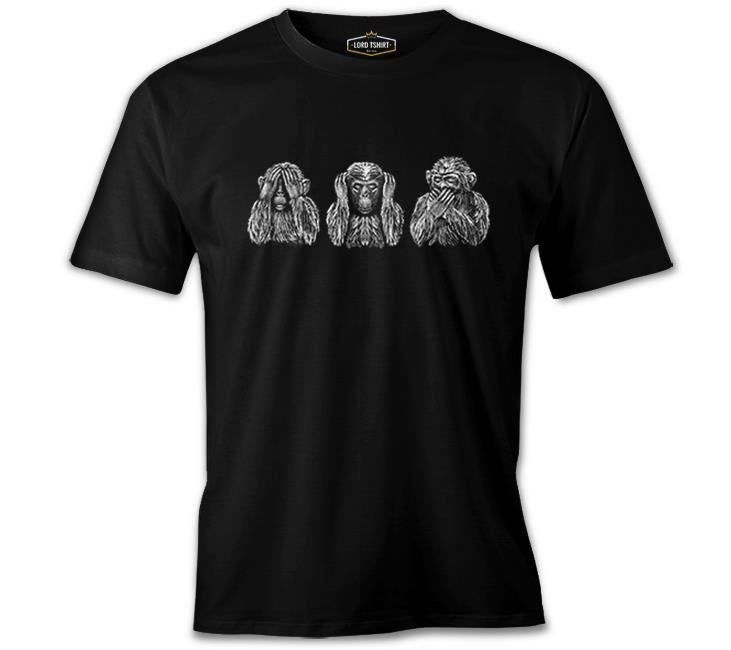 Three Monkeys Realistic Siyah Erkek Tshirt