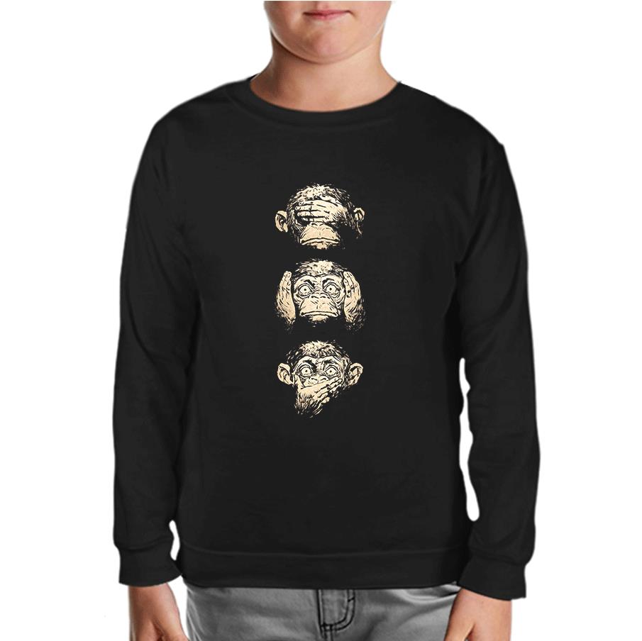 Three Monkeys Black Kids Sweatshirt
