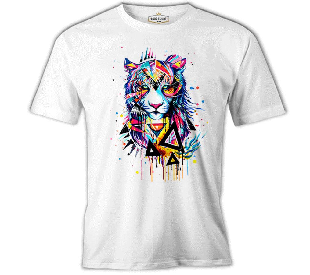 Three Tigers Three Angels - Kaplan Beyaz Erkek Tshirt
