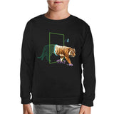 Tiger Leaving Digital World Black Kids Sweatshirt