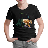 Tiger Leaving Digital World Siyah Çocuk Tshirt