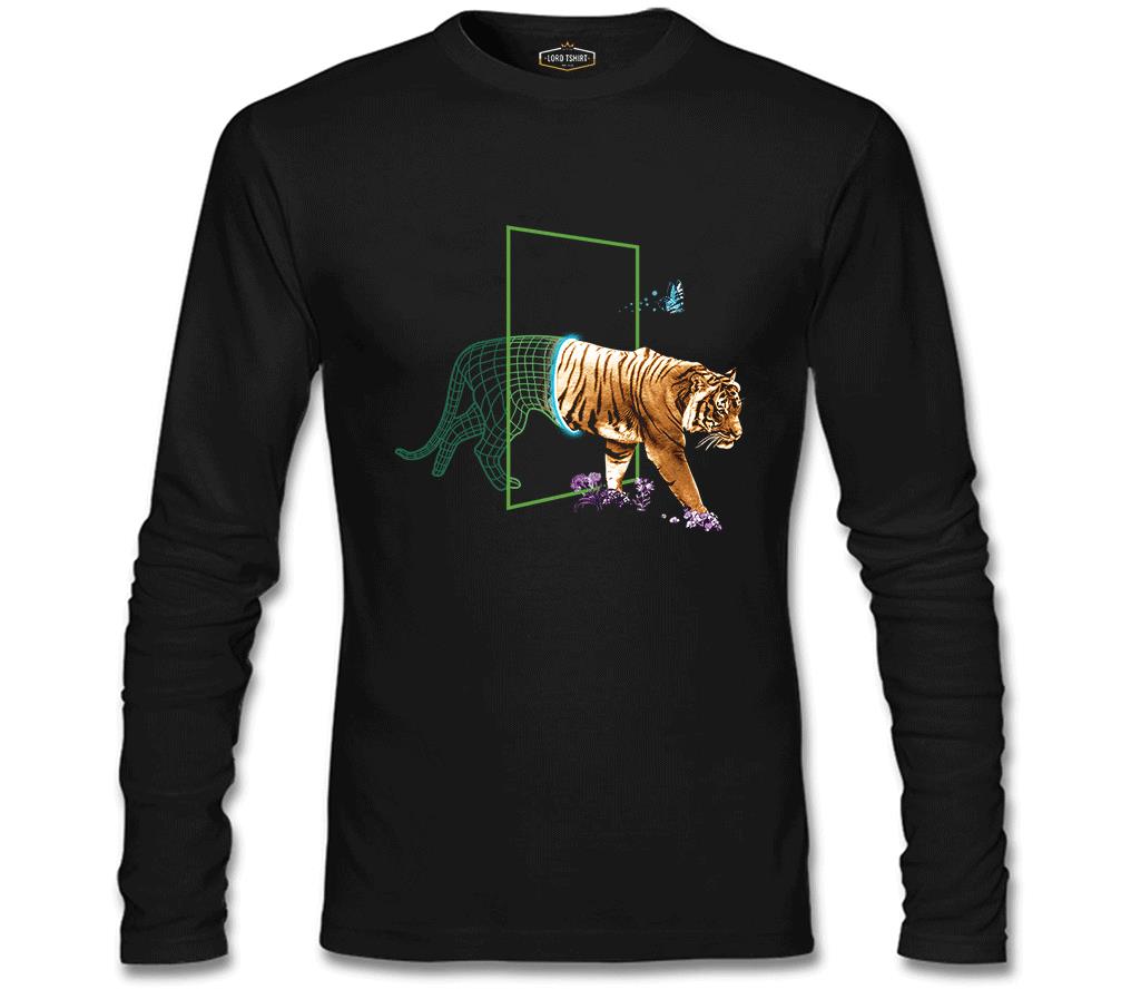 Tiger Leaving Digital World Black Men's Sweatshirt