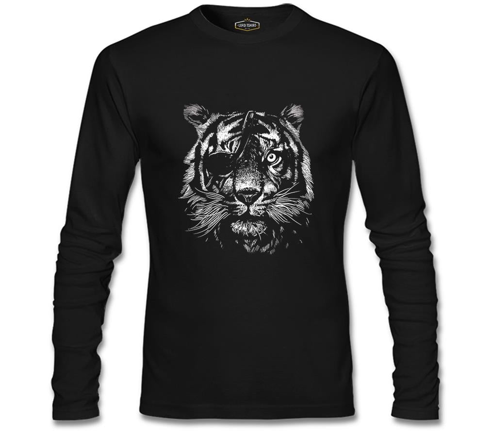 Tiger with an Eye Patch Realistic Black Men's Sweatshirt
