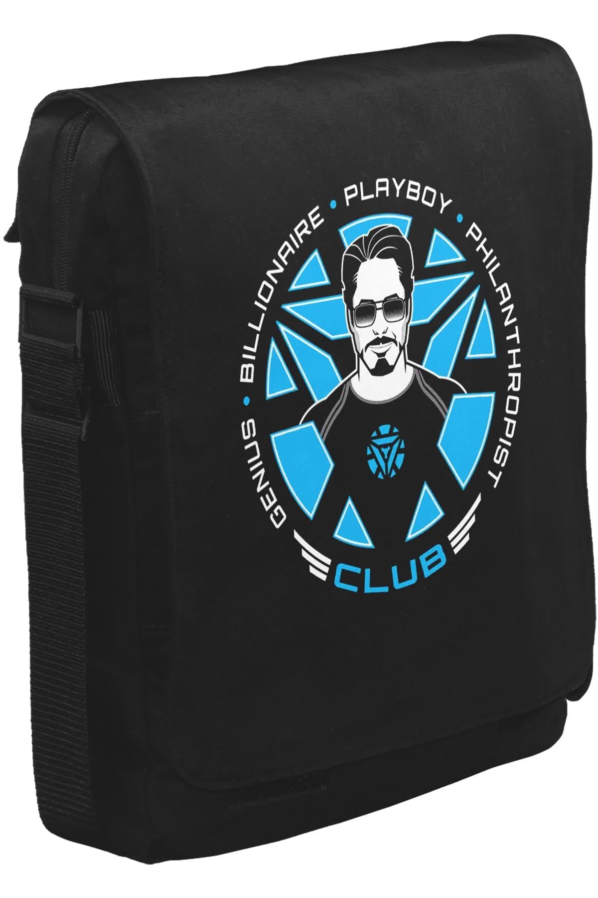 Tony Stark - Club Unisex Siyah Postacı Çanta