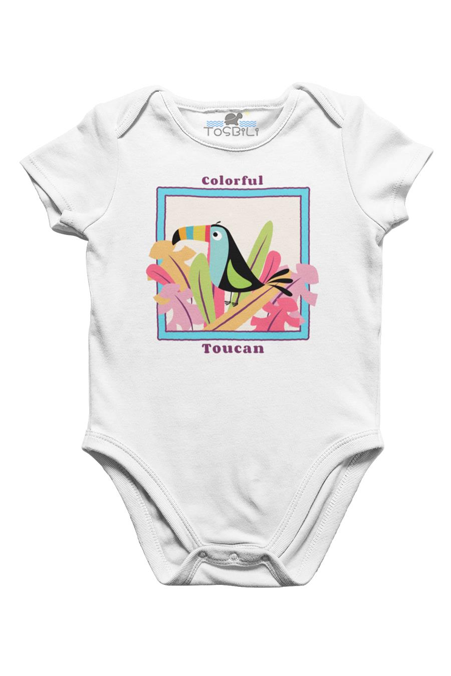 Tosbili Colorful Toucan Beyaz Bebek Body