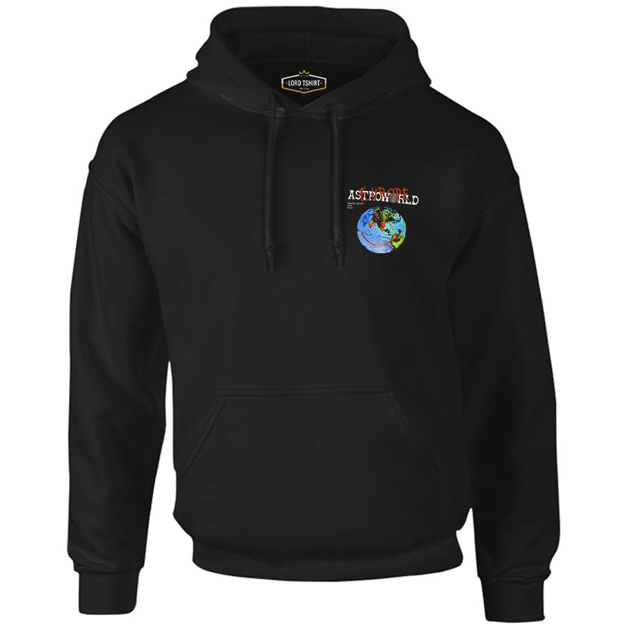 Travis Scott - Astro World Logo Black Men's Zipperless Hoodie