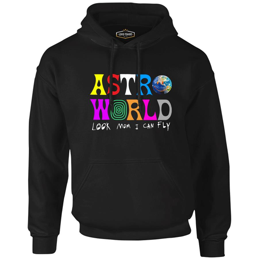 Travis Scott - Astro World Siyah Erkek Fermuarsız Kapşonlu
