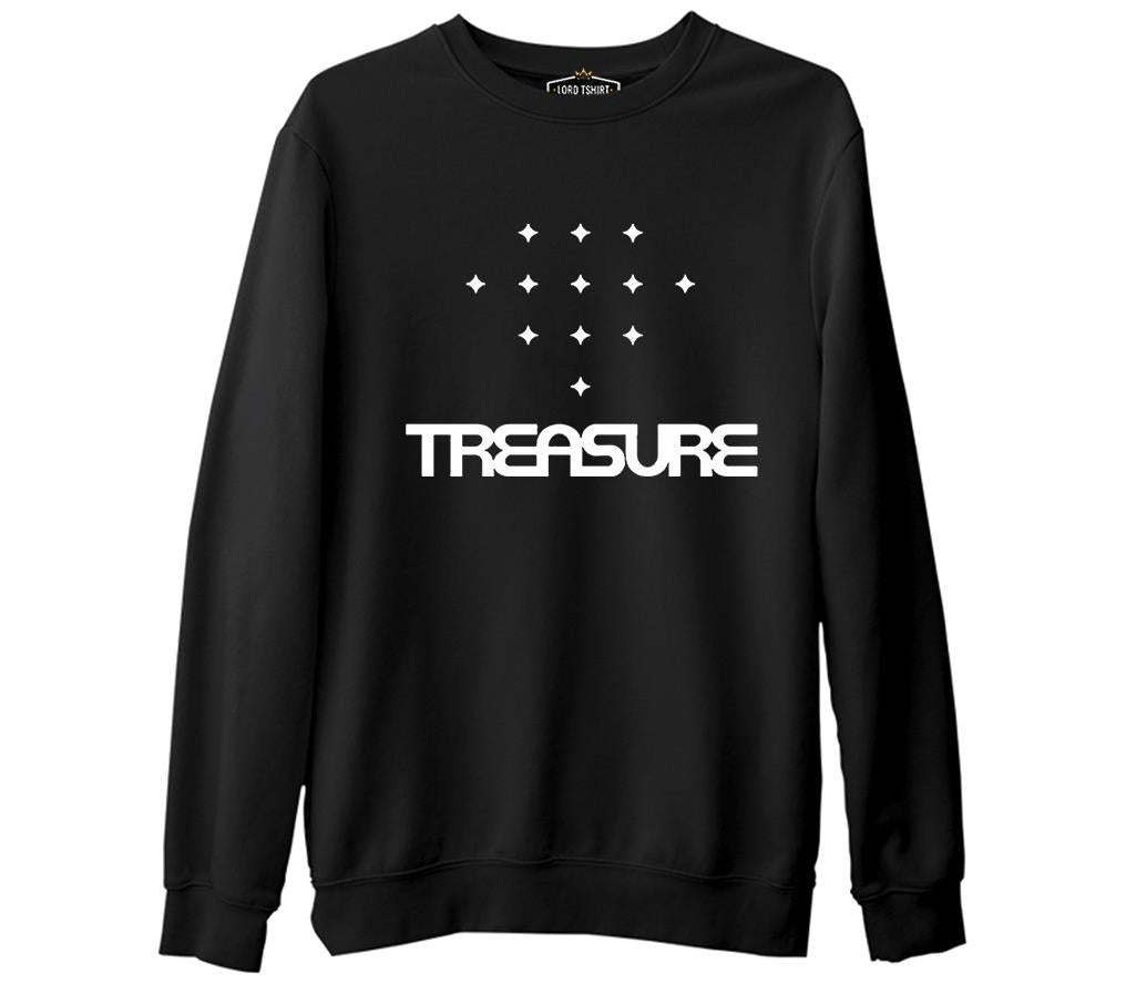 Treasure - Logo Siyah Erkek Kalın Sweatshirt