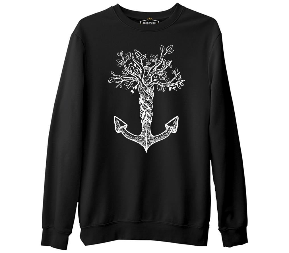 Tree Anchor Siyah Erkek Kalın Sweatshirt